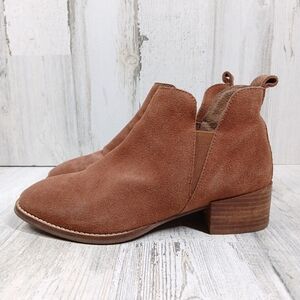 Seychelles Rust Brown Suede Leather Block Heel Ankle Boots #1507